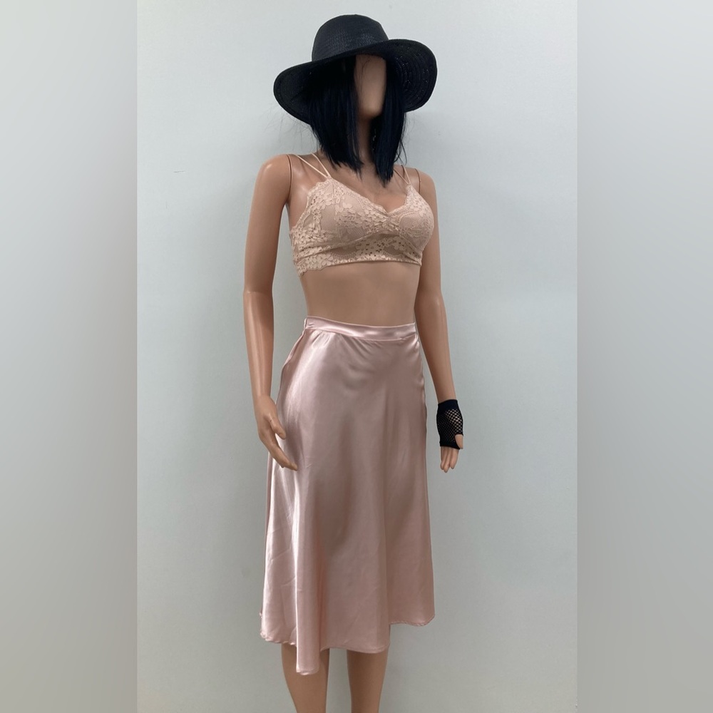 Chic Lace Bralette and Blush Pink Skirt Set
